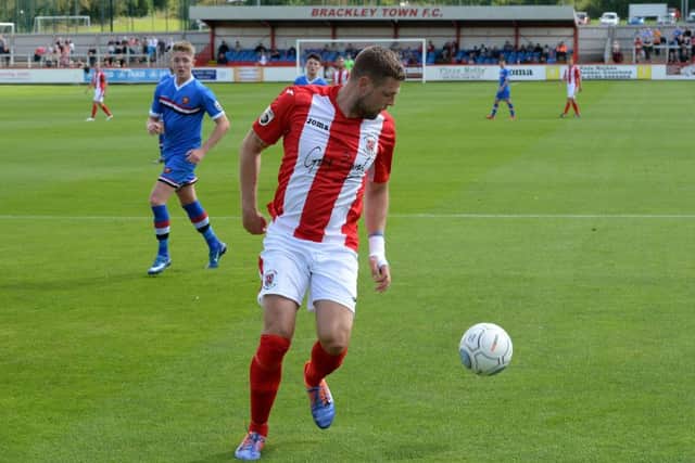 Andy Brown missed a couple of good chances for Brackley Town against Barrow