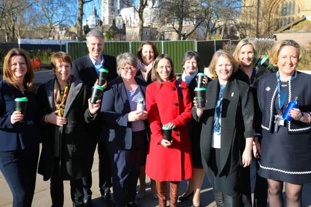 Victoria Prentis MP (centre, back) and Parliamentary colleagues take on the challenge of giving up single-use plastic for Lent. Photo: Victoria Prentis