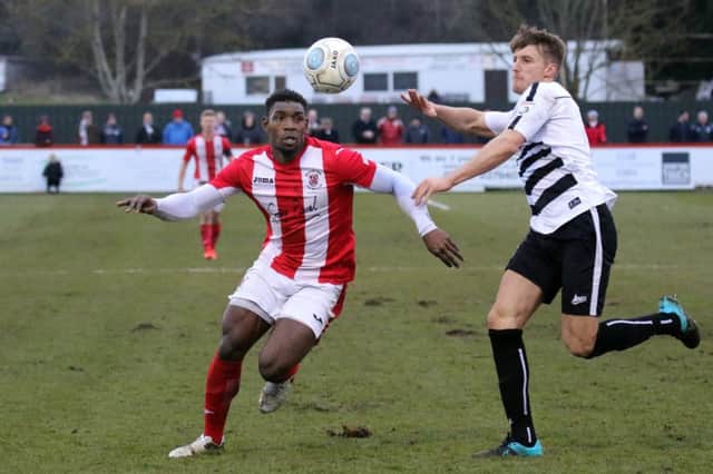 Lee Ndlovu gave Brackley Town the lead at Stockport County
