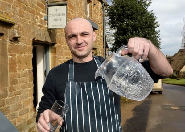 Joseph Biben, manager of The Chandler's Arms in Epwell, struggled when the village was without water on Saturday. Photo: Jake McNulty NNL-180313-135255009