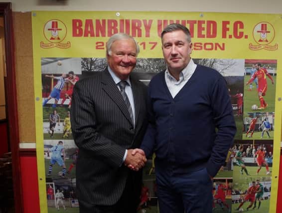 Ron Atkinson is pictured with another former Oxford United player, Banbury United boss Mike Ford