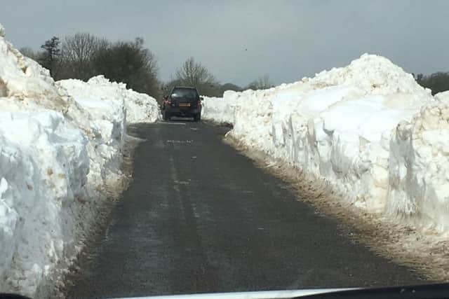 Snow cleared near Chadlington during early March when snow drifted from fields in many parts of West Oxfordshire. Photo: Oxfordshire County Council