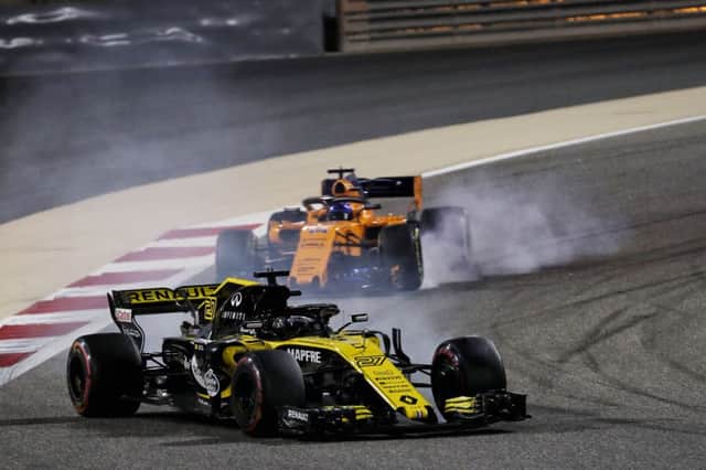 Nico HÃ¼lkenberg on his way to sixth place in Sunday's Bahrain Grand Prix