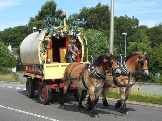 Daisy Sadler is travelling from Banbury to Edinburgh and back on her wagon with horses Olive and Arthur. Photo: The Brain Tumour Charity