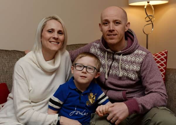 Billy Humphreys from Adderbury near Banbury, needs Â£85,000 for surgery to help him walk. He is pictured with his mum and dad, Karen and Peter. NNL-180602-181932009