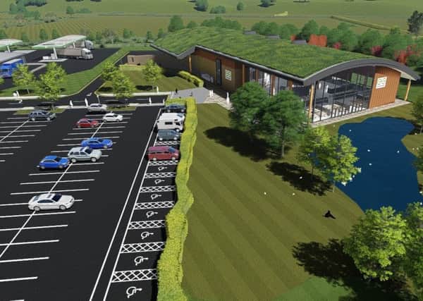 Artist's impressions of the proposed Eurogarages site near Junction 11 of the M40, in Banbury. NNL-180314-153842001