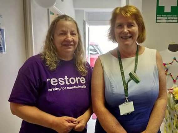 Jacqui Vincent-Potter from Restore (left) with Sanctuary Housing neighbourhood partnerships manager Kate Winstanley at the launch event for the online shop. Photo: Sanctuary Housing