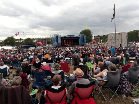 The crowd await the arrival of Fairport Convention to open their annual festival