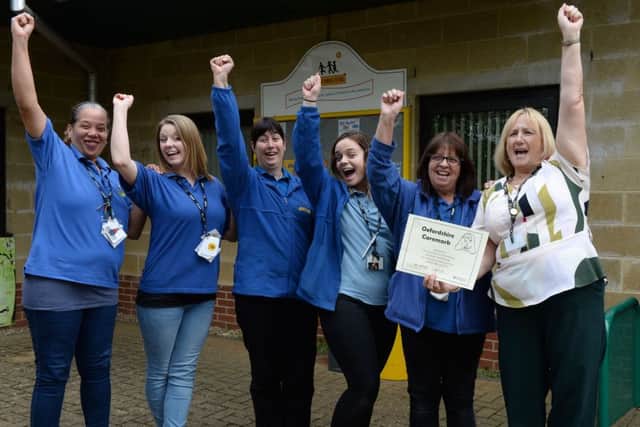 The Sunshine Centre, Banbury, Oxfordshire Caremark Award. Jill Edge, right, manager, with her staff. NNL-180409-170329009