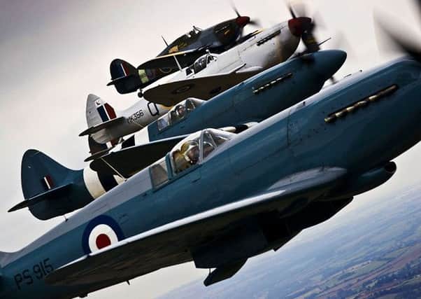 Spitfires and Hurricanes in formation
