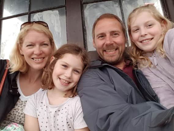 Steve Sneaths family have been supporting his efforts. (L-R) Nicki, Daisy, Steve and Sophia Sneath