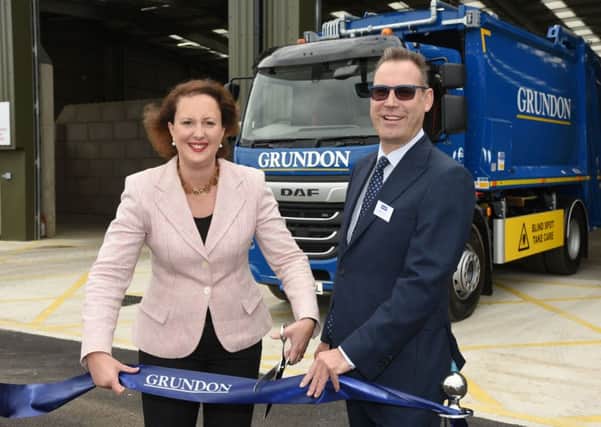 MP Victoria Prentis and Neil Grundon, deputy chairman of Grundon open the new Banbury plant. Courtesy Rob Lacey NNL-180910-123110001