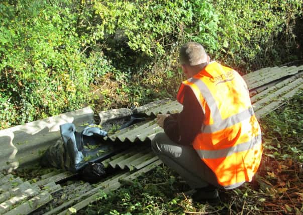 Sixteen sheet of asbestos were dumped in woodland, in Nethercote, in Banbury. NNL-181010-103100001