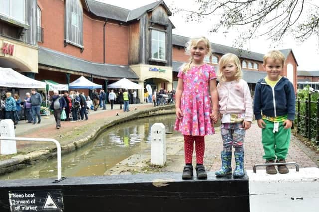 Children on the Banbury Lock gate at Canal Day 2017. Photo: Jane Russell/Canal and River Trust