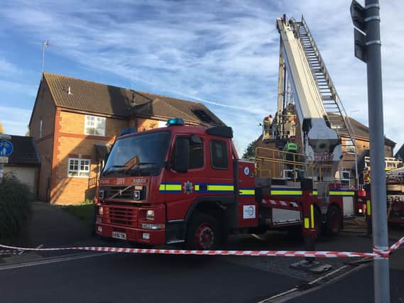 The fire let a hole in the roof of the building on Coopers Gate