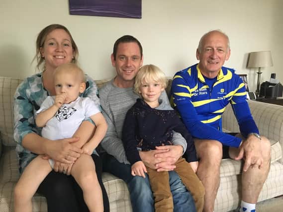 (L-R) The Hackland family: Cat, Ruairi, John and Struan, five, with the boys' grandfather Tony Lorimer