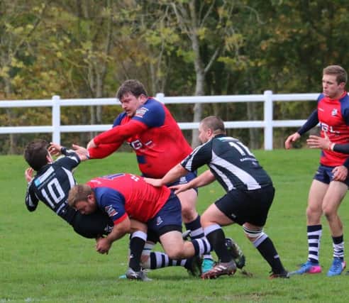 Nick Pratt in the thick of it for Banbury Bulls at Royal Wootton Bassett. Photo: Simon Grieve