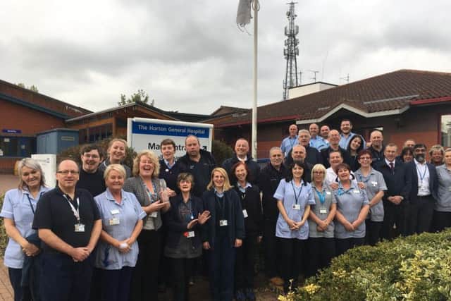 The estates and facilities teams at the Horton General Hospital with their award