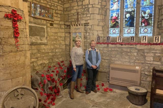 Tysoe WI members Dee Spencer and Christine Harrop with some of the poppies on display at St Marys Church NNL-180711-102043001