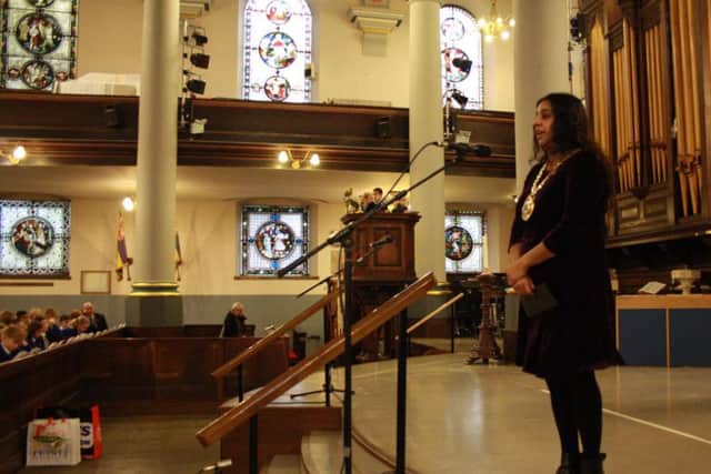 Banbury mayor Cllr Shaida Hussain read The Exhortation before a two minutes' silence. Photo: Jennifer Payne