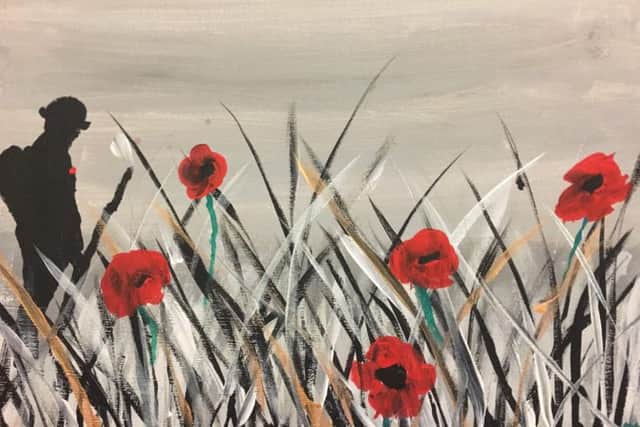 An example of the children's WWI artwork, this painting was done by pupils from Deddington Primary School. Photo: Jennifer Payne