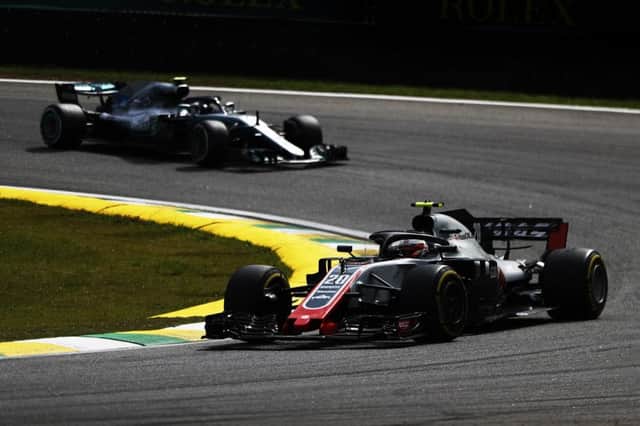 Kevin Magnussen on his way to a ninth place finish in Sunday's Brazilian Grand Prix