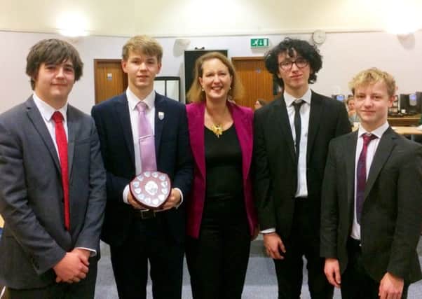 The victorious Warriner team with Banbury MP Victoria Prentis