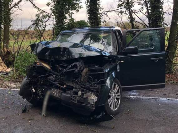 The Land Rover Discovery was badly damaged in the crash. Photo: Oxfordshire Fire and Rescue Service