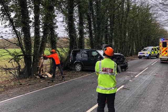 The scene of the accident near Stoke Lyne. Photo: Oxfordshire Fire and Rescue Service