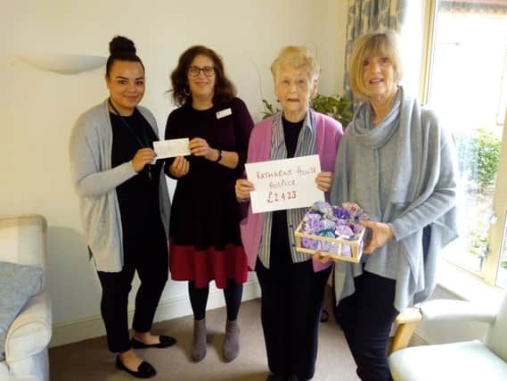 Margaret Whittle presents a cheque to Katharine House Hospice. L-R Lucy Riley, Sarah Meade, Margaret Whittle and daughter Ursula NNL-190701-123006001