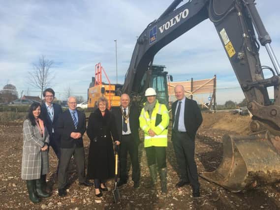 Andrea Leadsom MP was joined by Brackley mayor Mark Morrell, Dr Philip Stevens from Brackley Medical Centre and representatives from the NHS trust, the developer and architects for the ground-breaking ceremony