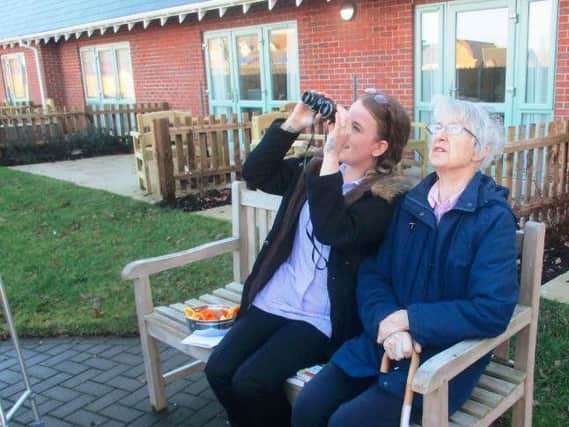 Highmarket House care home residents will become twitchers for the RSPB Big Garden Birdwatch this weekend. Photo: Care UK