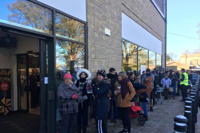 The queue outside M&S Chipping Norton before the store's opening
