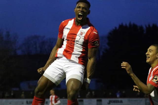 Top scorer Lee Ndlovu gave Brackley Town the lead in Saturday's Buildbase FA Trophy third round tie at Chesterfield