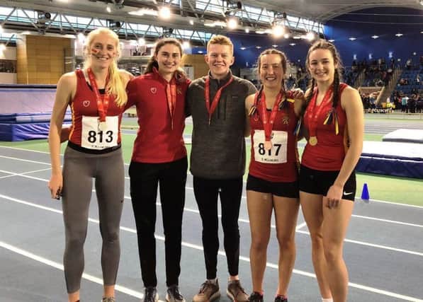 The Birmingham University gold medal winners; left to right: Kate Seary, Emily Thompson, James Gormley, Victoria Weir and Issy Boffey. Photo: George Biggs