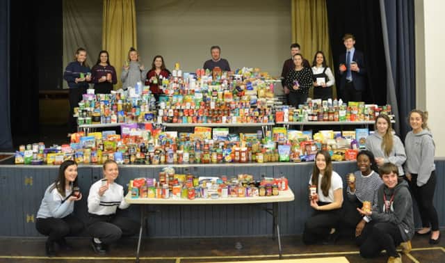 The BGN pupils with their collection for Banbury Foodbank