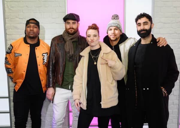 Jess Glynne with Rudimental at Kiss FM Studio's. Photo by Leon Neal/Getty Images NNL-190227-104053001