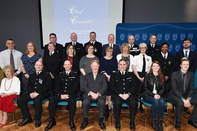 All of the winners from the Thames Valley Police Chief Constable's award ceremony with Chief Constable John Campbell, Deputy Chief Constable Jason Hogg, and Thames Valley police and crime commissioner Anthony Stansfeld