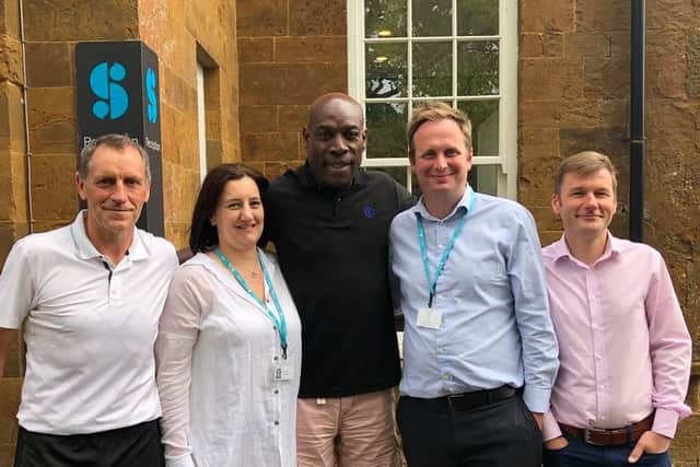 Swalcliffe School staff with former heavyweight champion of the world, Frank Bruno