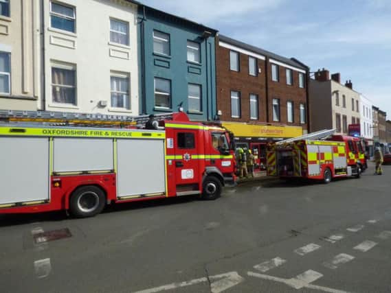 Fire engines on Banbury High Street attending an incident at Cash Converters