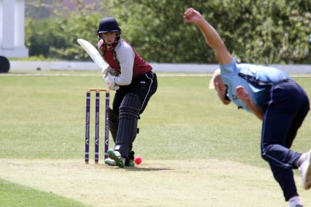 Banbury batsman George Tait faces a delivery from High Wycombe's Jonathan Burden at White Post Road. Photo: Steve Prouse