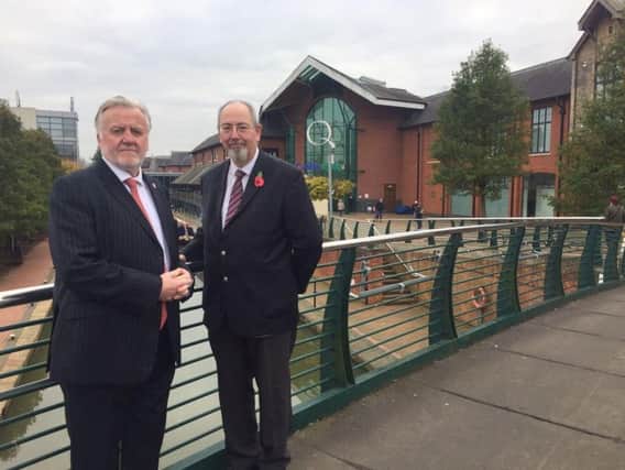 Cllrs Tony Ilott and Barry Wood on the bridge that is to be closed