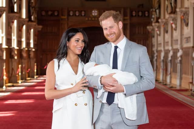 The Duke and Duchess of Sussex with their newborn baby Archie Harrison Mountbatten. Picture by Getty Images