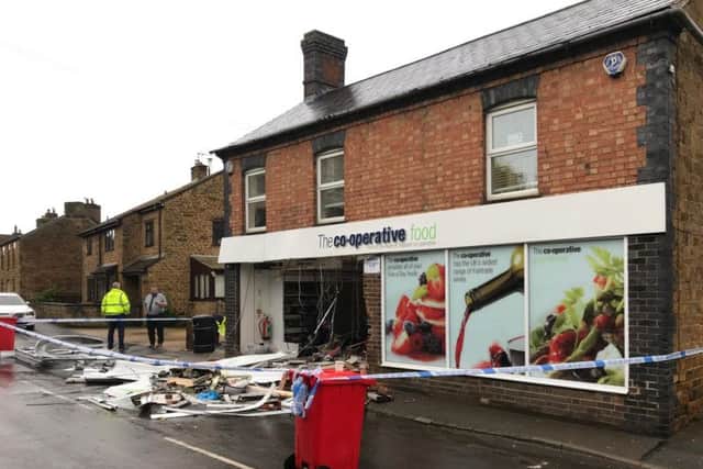 The Co-op in Fenny Compton after the suspected ram raid last night