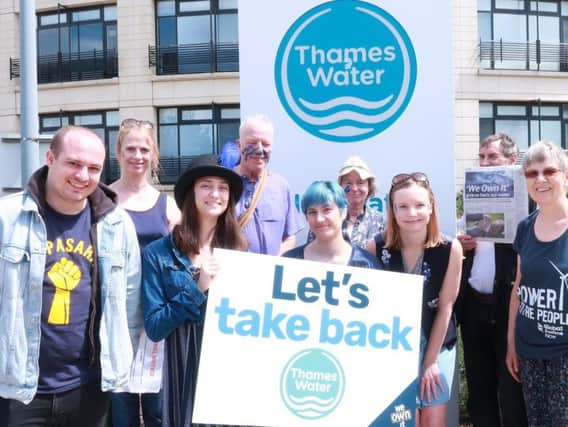 Demonstrators have been protesting outside the Thames Valley Water HQ today (Saturday)