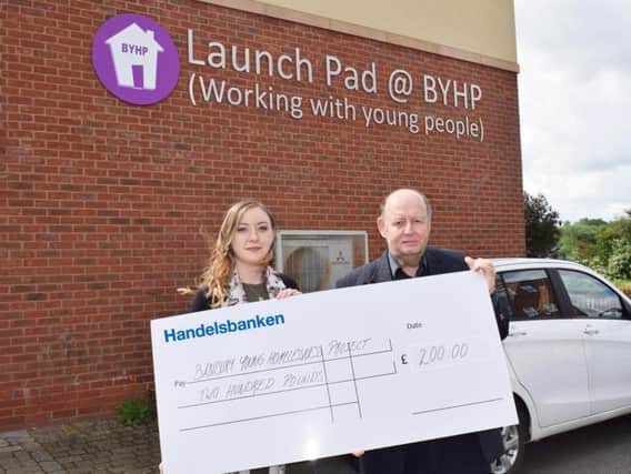Lucy Wheatley a member of Spratt Endicott's Charity Committee and Patrick Vercoe, BYHP CEO