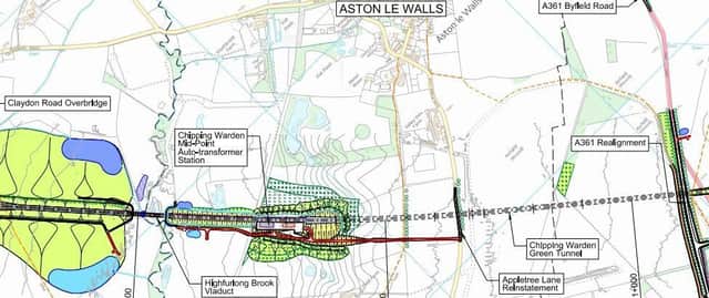 The HS2 route west of Aston le Walls NNL-190730-160854001