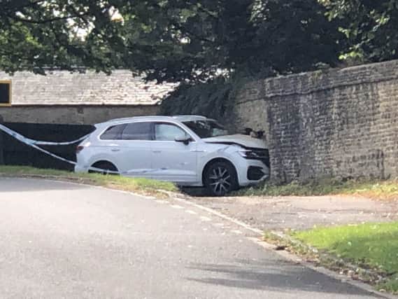 A car crashed into the Aynho Park perimeter wall at the weekend