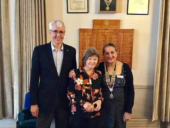 Rotarian Nigel Deakin, Jane Rogers and Rotary President Surinder Dhesi