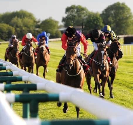 Set To Music claims victory in the Warwickshire Oaks Stakes in the colours of The Queen at Warwick in 2012.